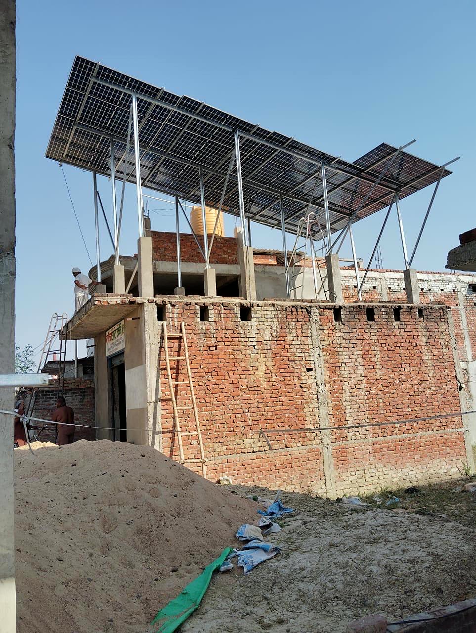 Completed rooftop solar panel installation by Gauri Enterprises technicians in Azamgarh, Uttar Pradesh